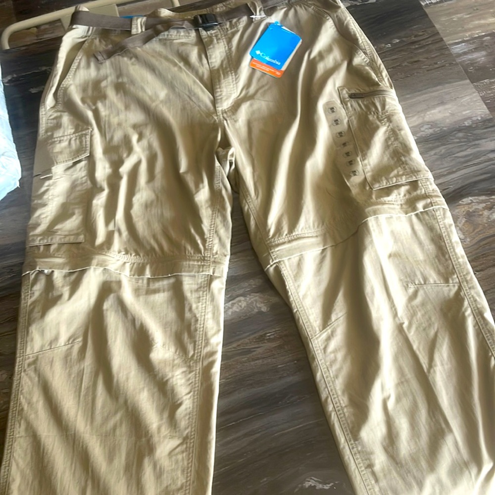 Columbia NWT 40x32 khaki omni-shade sun protection cargo pants w belt 6 pockets